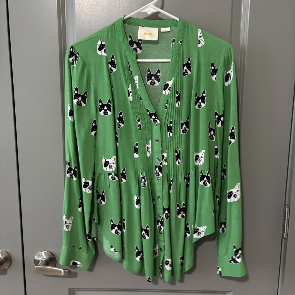 Boston Terrier Print Blouse